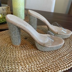 RHINESTONE CHUNKY HEELS